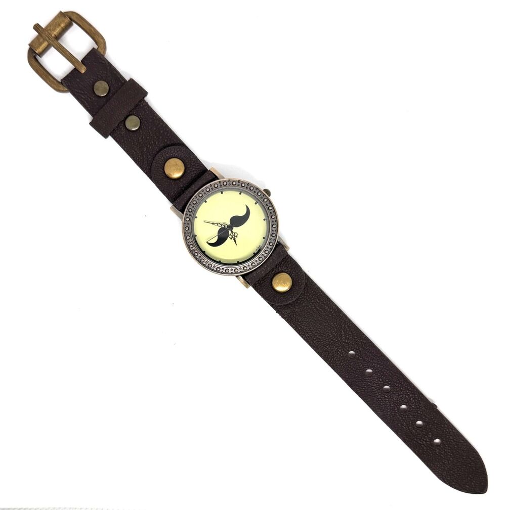 Mustache Print Brown Ladies Unisex Bronze Watch Face #1130